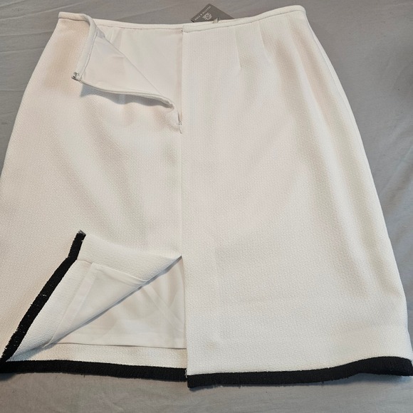 Preston & York 16 Nautical Glam Suzanne Tweed Knee Skirt White Black Hem 1076 - Picture 5 of 8